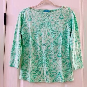 J. McLaughlin Catalina Cloth 3/4 Sleeve XS Top